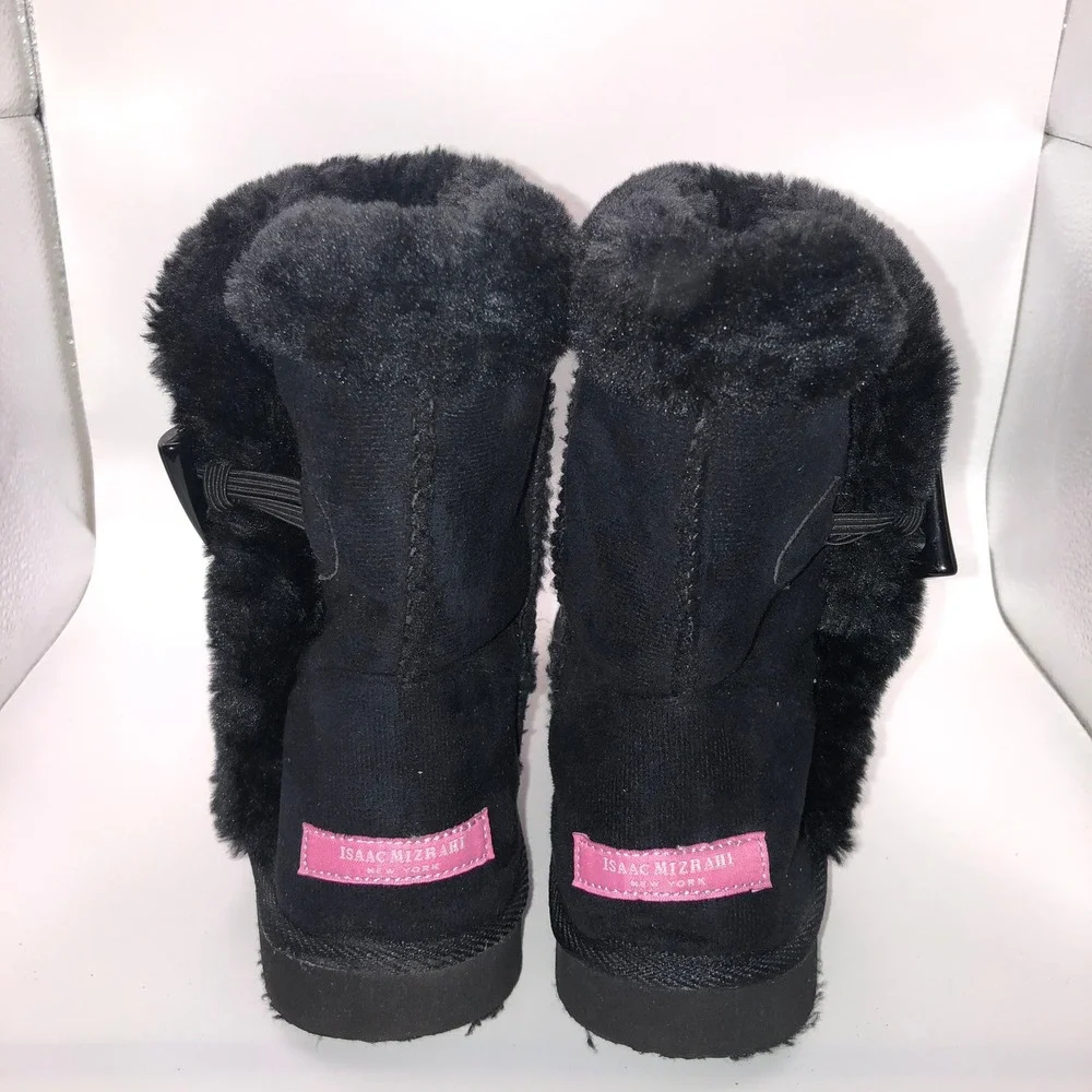 Isaac Mizrahi Black‎ Faux Suede Fur Trimmed Cozy Winter Boots Women's Size 7